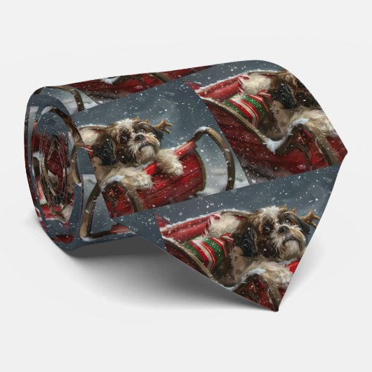 Shih Tzu Dog Weihnachtsfest Krawatte (Gerollt)