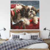 Shih Tzu Dog Weihnachtsfest Leinwanddruck (Insitu (Schlafzimmer))