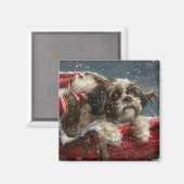 Shih Tzu Dog Weihnachtsfest Magnet (Vorderseite/Rückseite)