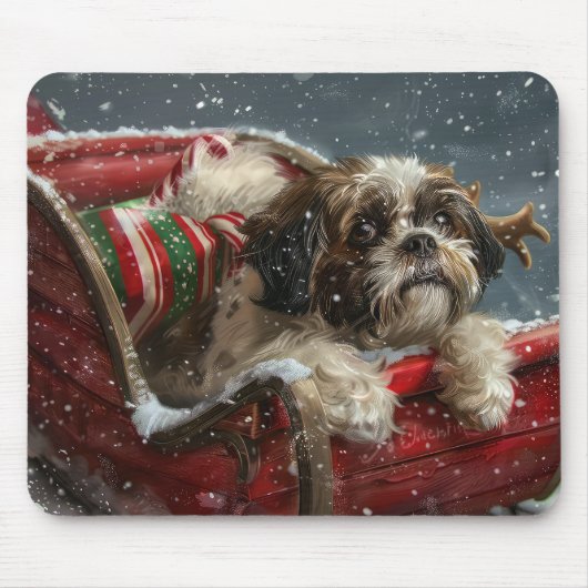 Shih Tzu Dog Weihnachtsfest Mousepad (Vorne)