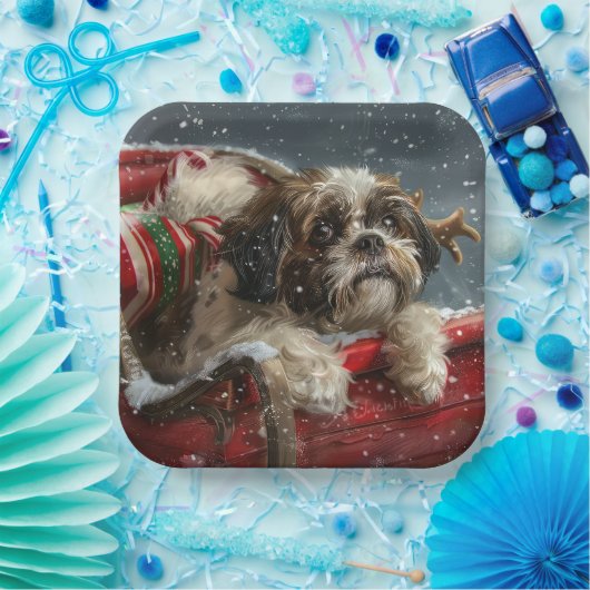 Shih Tzu Dog Weihnachtsfest Pappteller (Party)