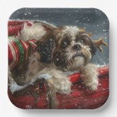 Shih Tzu Dog Weihnachtsfest Pappteller (Vorderseite)