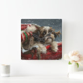 Shih Tzu Dog Weihnachtsfest Quadratische Wanduhr (Zuhause)