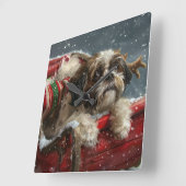 Shih Tzu Dog Weihnachtsfest Quadratische Wanduhr (Winkel)