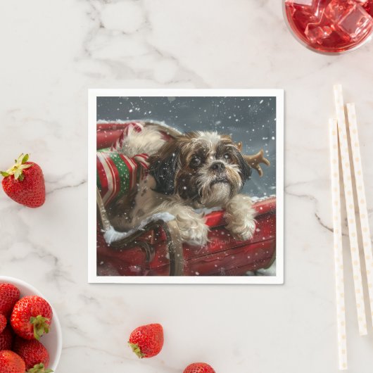 Shih Tzu Dog Weihnachtsfest Serviette (Beispiel)