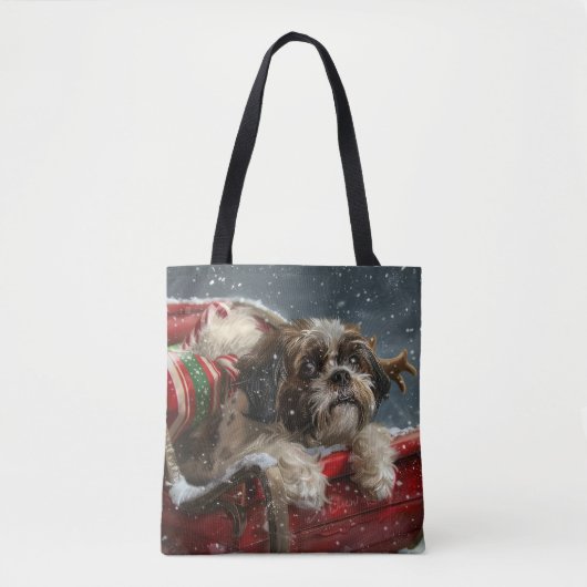 Shih Tzu Dog Weihnachtsfest Tasche (Vorderseite)