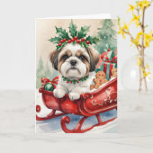 Shih Tzu Dog Weihnachtsgrußkarte Karte (Gelbe Blume)