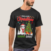 Shih Tzu Dog Weihnachtsleuchten Funny Hat Weihnach T-Shirt (Vorderseite)