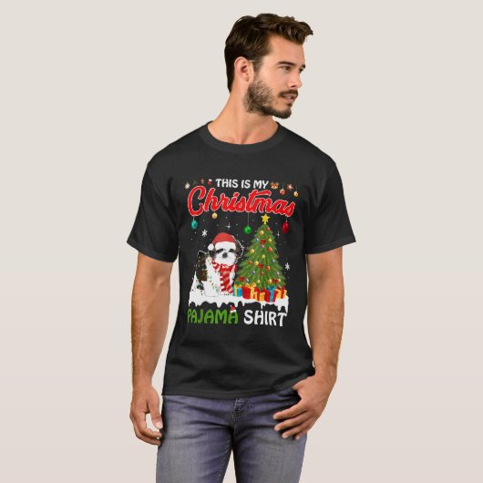 Shih Tzu Dog Weihnachtsleuchten Funny Hat Weihnach T-Shirt (Vorne ganz)