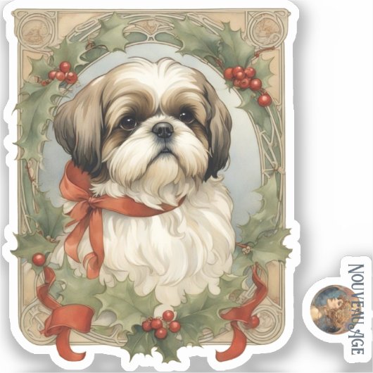 Shih Tzu Dog Weihnachtssticker Aufkleber (Vorderseite)