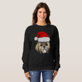 Shih Tzu Dog Weihnachtsweih Weihnachtsmannmütze Sp Sweatshirt (Vorne ganz)