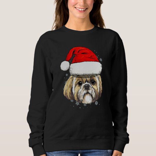Shih Tzu Dog Weihnachtsweih Weihnachtsmannmütze Sp Sweatshirt (Vorderseite)