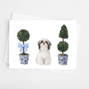 Shih Tzu Dog Welpe Topiary Watercolor Karte