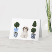 Shih Tzu Dog Welpe Topiary Watercolor Karte (Vorderseite)