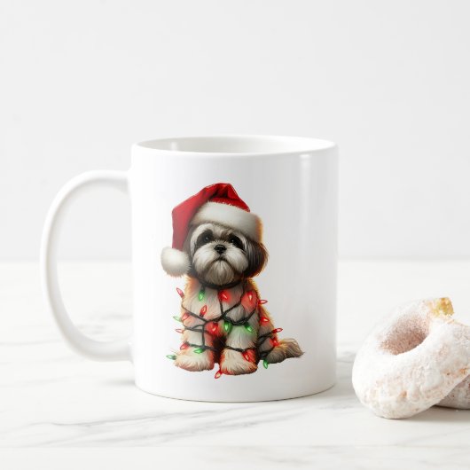Shih Tzu Dog Welppy Christmas Kaffeetasse (Mit Donut)