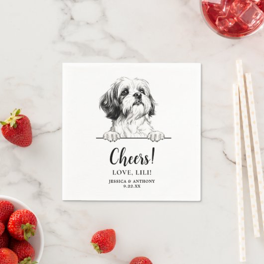 Shih Tzu Dog Zeichne Personalisierte Beifall Serviette (Beispiel)