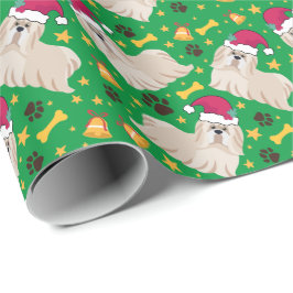 Shih Tzu Dog zu Weihnachten in der Weihnachtsmannm Geschenkpapier