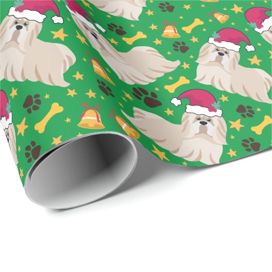 Shih Tzu Dog zu Weihnachten in der Weihnachtsmannm Geschenkpapier (Rolleneckpunkt)