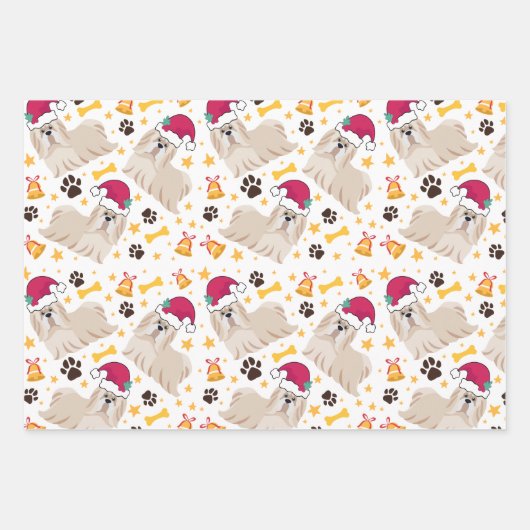Shih Tzu Dog zu Weihnachten in der Weihnachtsmannm Geschenkpapier Set (Vorderseite 3)