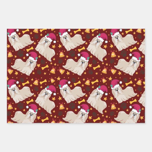 Shih Tzu Dog zu Weihnachten in der Weihnachtsmannm Geschenkpapier Set (Vorderseite 2)