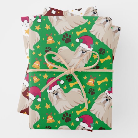 Shih Tzu Dog zu Weihnachten in der Weihnachtsmannm Geschenkpapier Set (Beispiel)
