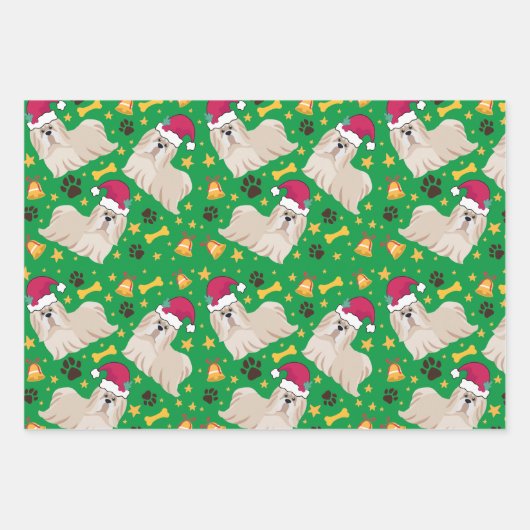 Shih Tzu Dog zu Weihnachten in der Weihnachtsmannm Geschenkpapier Set (Vorderseite)