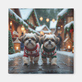 Shih Tzu Dogs Christmas Snow Holiday Magnet
