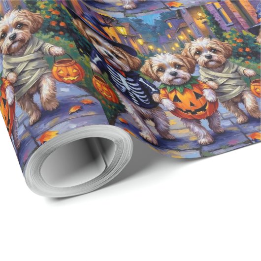 Shih Tzu Dogs Trick-or-Treating Halloween Costumes Geschenkpapier (Rolleneckpunkt)