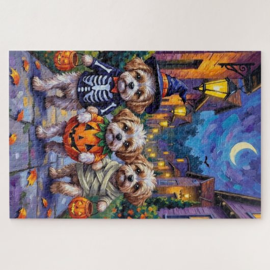 Shih Tzu Dogs Trick-or-Treating Halloween Costumes Puzzle (Horizontal)