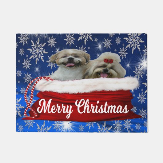 Shih tzu Door Mat, Frohe Weihnachten Fußmatte (Vorderseite)