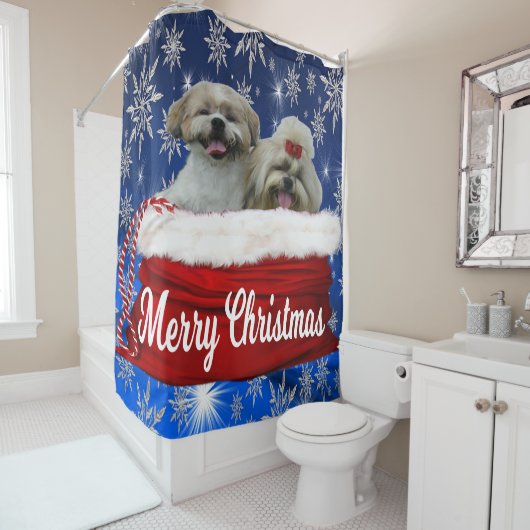 Shih tzu Duschvorhang, Weihnachten Duschvorhang (Beispiel)