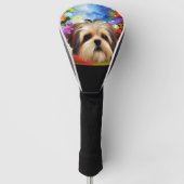 Shih Tzu Face umgeben von Blume Golf Headcover (Vorderseite)