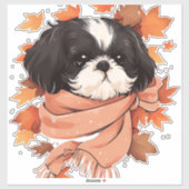 Shih Tzu Fall Dog Autumn Leaves Erntedank Copy Aufkleber (Blatt)