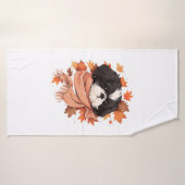 Shih Tzu Fall Dog Autumn Leaves Erntedank Copy Badehandtuch (Badehandtuch)