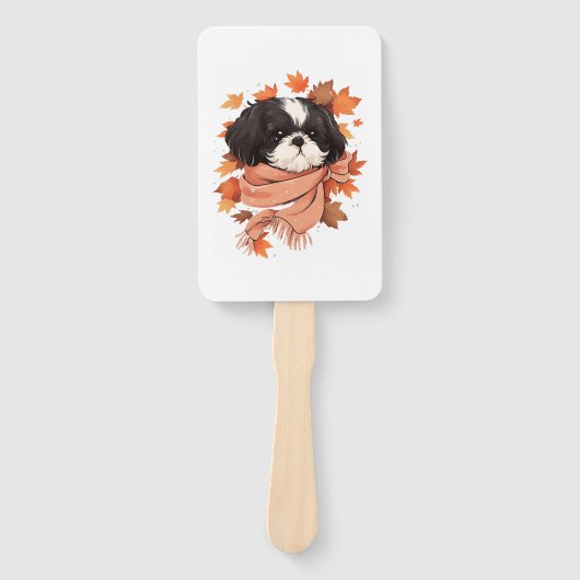 Shih Tzu Fall Dog Autumn Leaves Erntedank Copy Fächer (Vorderseite)