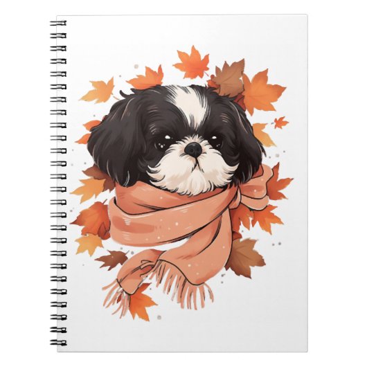 Shih Tzu Fall Dog Autumn Leaves Erntedank Copy Notizblock (Vorderseite)