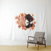 Shih Tzu Fall Dog Autumn Leaves Erntedank Copy Wandteppich (Beispiel (Horizontal))