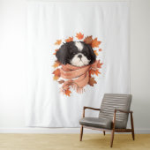 Shih Tzu Fall Dog Autumn Leaves Erntedank Copy Wandteppich (Beispiel)