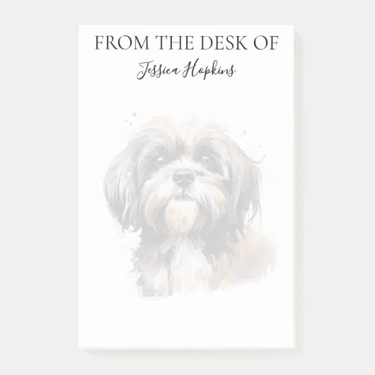 Shih Tzu Fan monogrammierter Hund Post-it Klebezettel (Vorderseite)