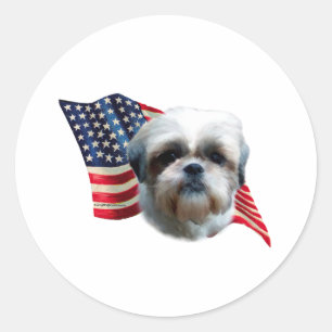 Shih Tzu Flag Runder Aufkleber