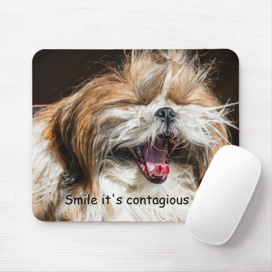 Shih tzu gähnend lachend niedlich lächelnder Text Mousepad (Mit Mouse)