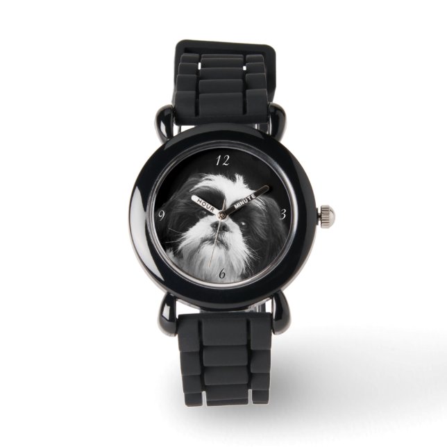 Shih Tzu Glitzer Armbanduhr (Vorderseite)