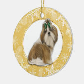 Shih Tzu Gold Snowflake Border Keramik Ornament (Links)