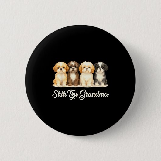 Shih Tzu Grandma Cute Dog Lover Gift Funny Women P Button (Vorderseite)