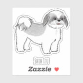 Shih Tzu Gray und White Cartoon Dog Vinyl Sticker (Blatt)