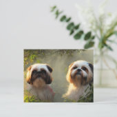 Shih Tzu Greetings Postcard Postkarte (Stehend Vorderseite)