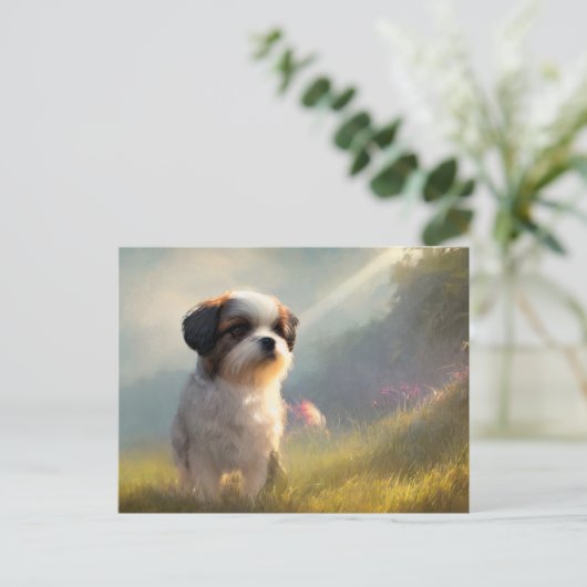 Shih Tzu Greetings Postcard Postkarte (Stehend Vorderseite)