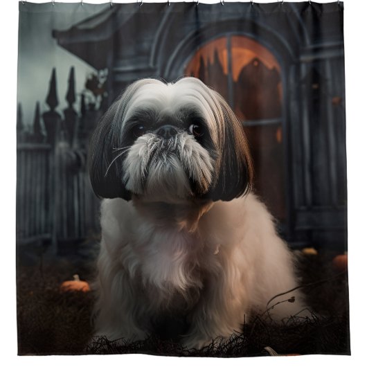 Shih Tzu Halloween Beängstigend Duschvorhang (Vorderseite)