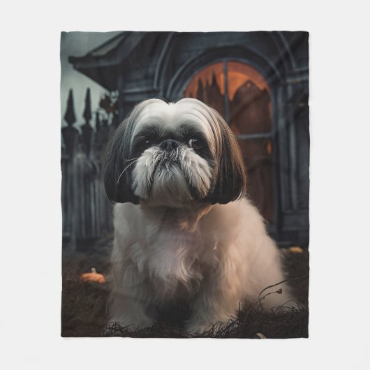 Shih Tzu Halloween Beängstigend Fleecedecke (Vorderseite)