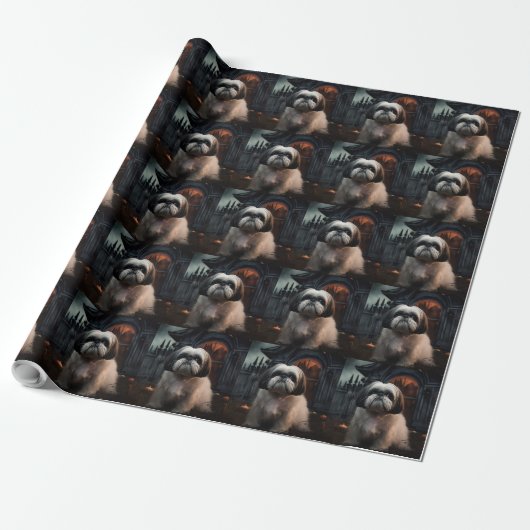 Shih Tzu Halloween Beängstigend Geschenkpapier (Ungerollt)